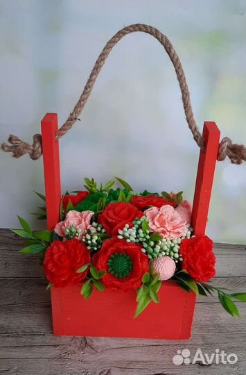 Букет из мыла ручной работы в ящичке