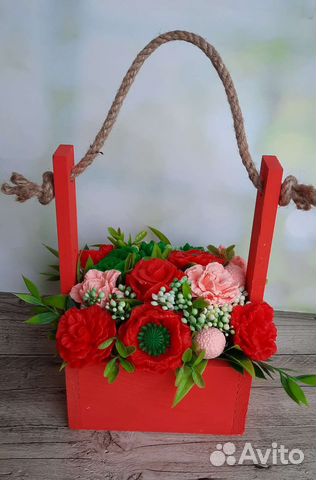 Букет из мыла ручной работы в ящичке