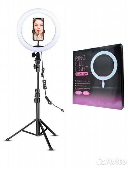 Кольцевая лампа 26 см со штативом новая