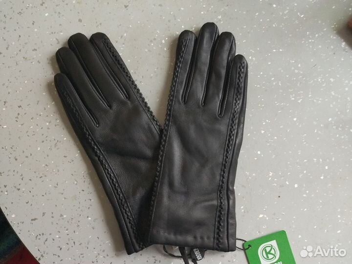 Перчатки женские кожаные с подкладом, размер 7