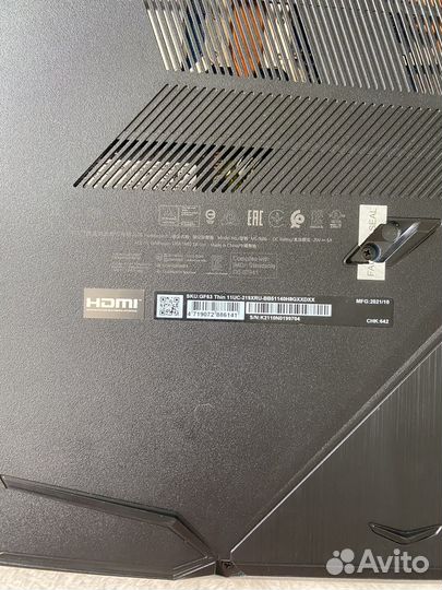 Ноутбук msi gf63 thin
