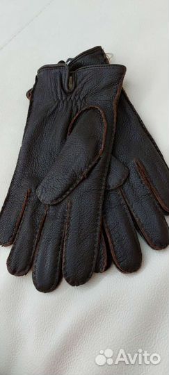 Перчатки мужские корич-е из оленьей кожи на шерсти