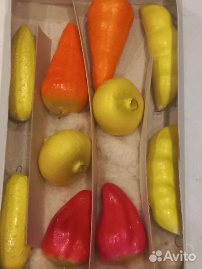Елочные игрушки ссср,набор овощи.пенопласт