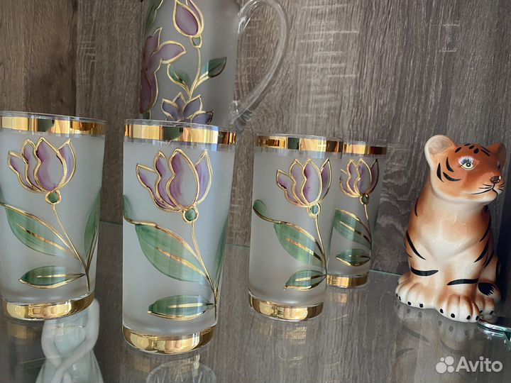 Кувшин цветное стекло Чехия