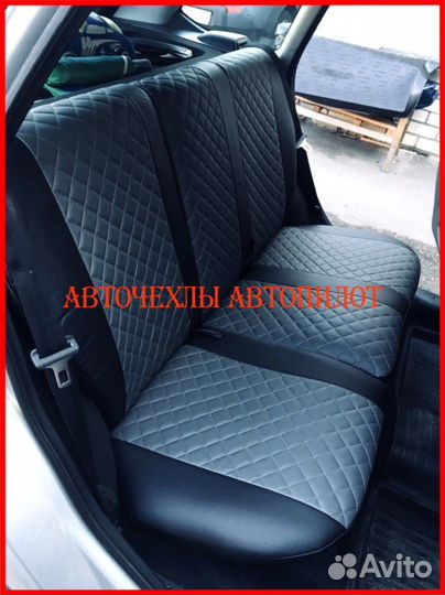 Чехлы Автопилот LADA Kalina из экокожи чёрно-серые