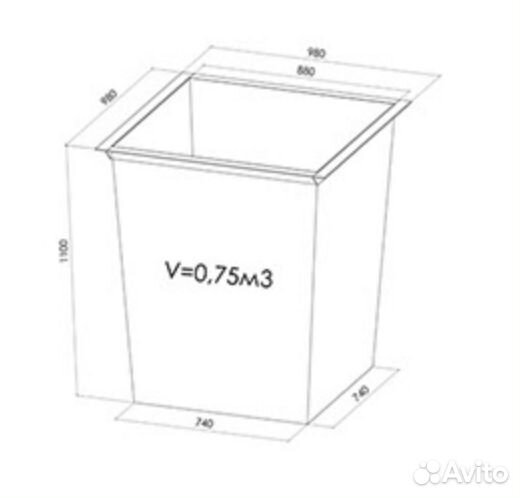 Мусорный бак металлический мб-0,75 (750л)