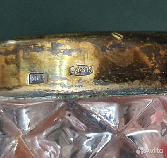 Солонка с ложечкой. Серебро 875, звезда