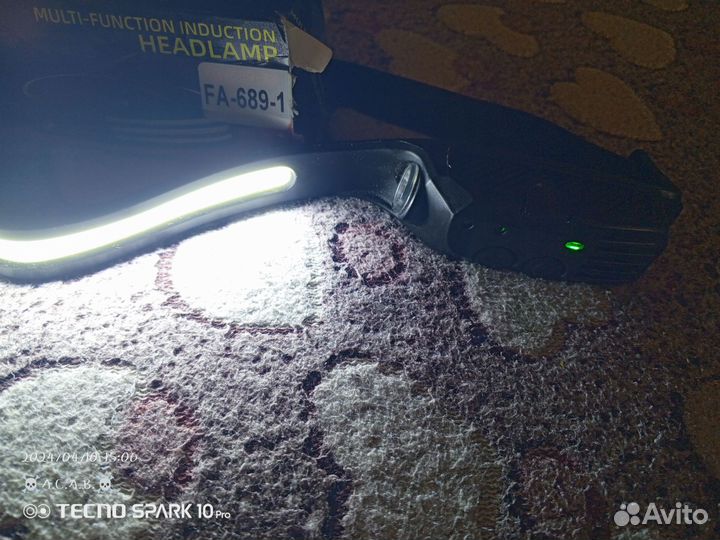 Налобный LED +COB фонарик Fa-689-1