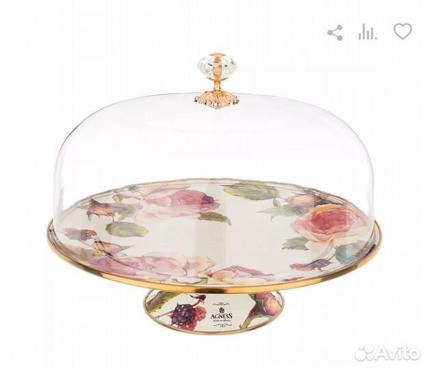 Подставка для торта на ножке Agness Розы
