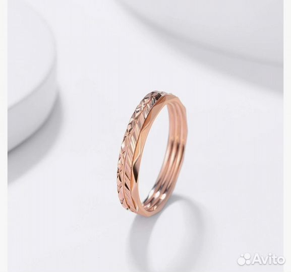 Кольцо розовое ювелирная сталь 15 размер