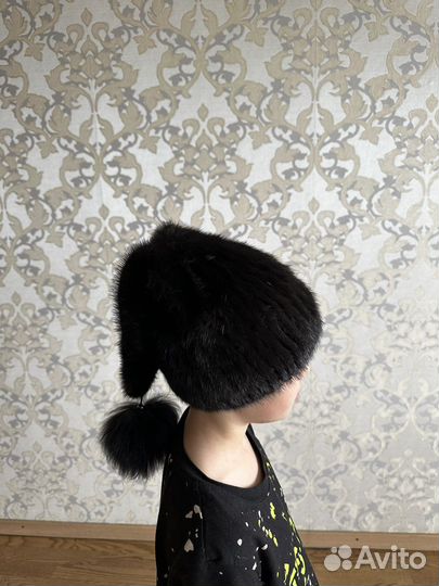 Шапка норковая новая, вязаная 5-12 лет