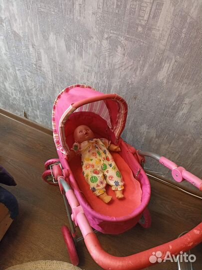 Коляска для кукол 2 в 1 трансформер, кукла, рюкзак