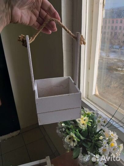 Деревянные ящички для цветов и композиций