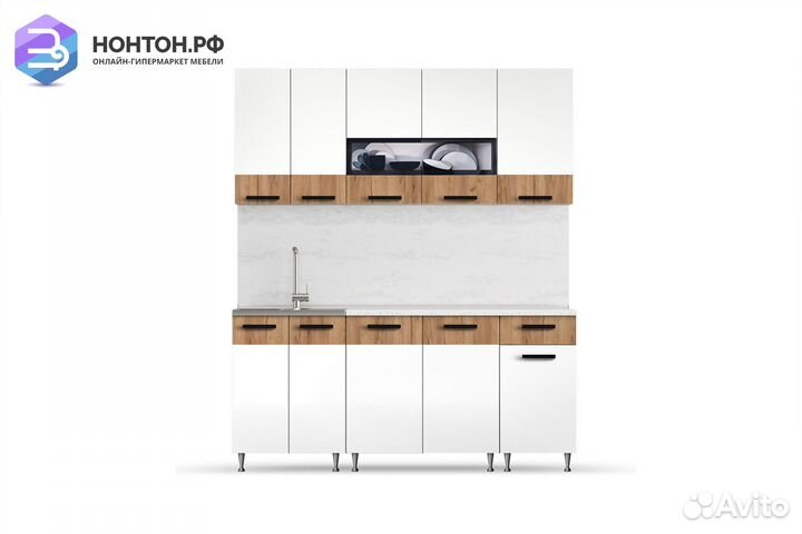 Кухня Рио 1.8 м белый / дуб крафт