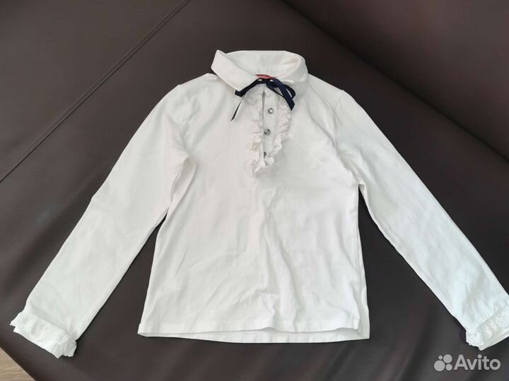 Блузка белая для девочек 128-134