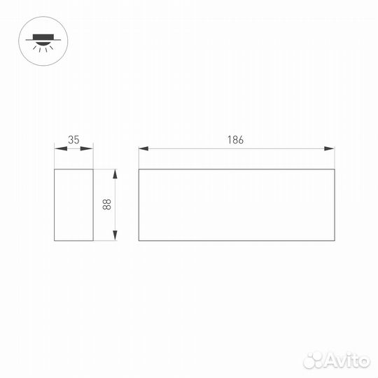Потолочный светодиодный светильник Arlight SP-Orient-Surface-TC-S186x35-15W Warm3000 031862