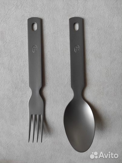 Титановая ложка, вилка, набор титановый