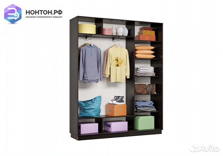 Шкаф-купе трёхдверный Дана с 1 зеркалом венге