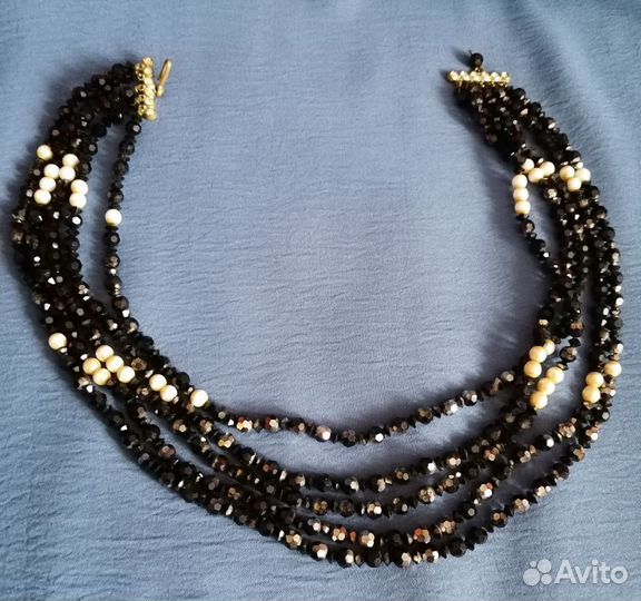 Элегантные бусы чешское хрустальное стекло Винтаж