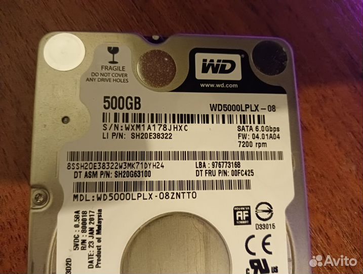 Жесткий диск для ноутбука 7200rpm 500гб
