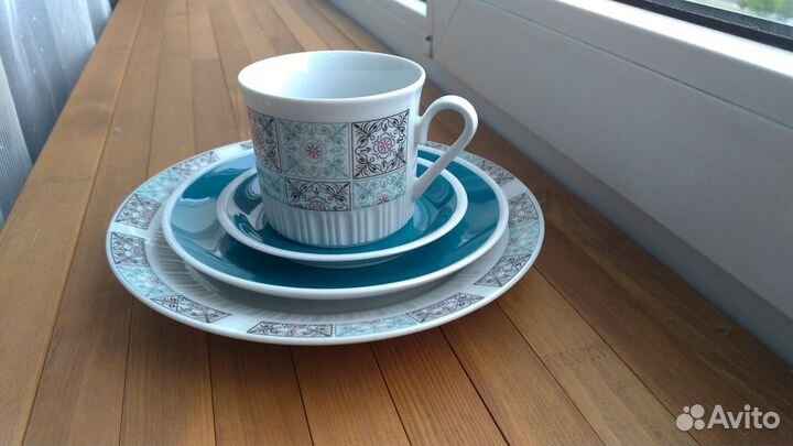 Чайная пара/трио Volkstedt фарфор гдр