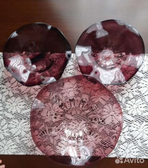 Ваза конфетница фруктовница цветное стекло