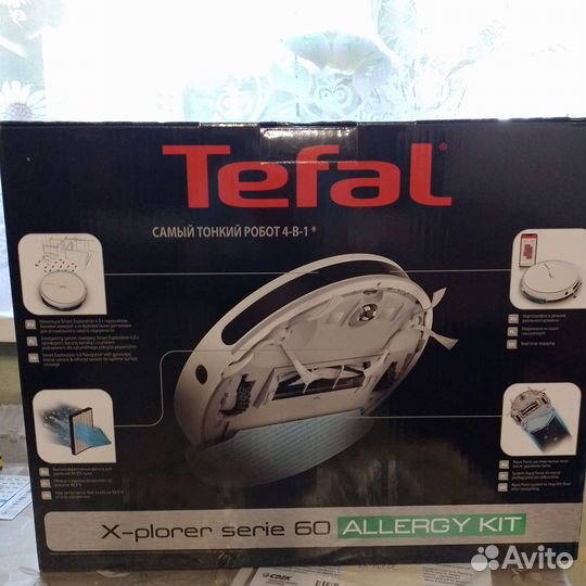 Новый Робот-пылесос Tefal rg7447wh, белый