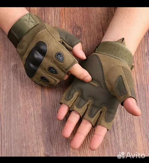 Перчатки тактические беспалые XL (олива, песочный)