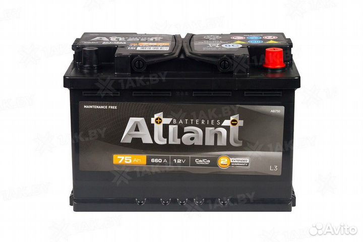 Аккумулятор Atlant Black (75 Ah, 12 V) R+