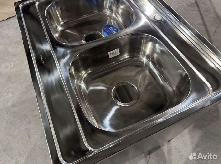 Ванна-тумба из нержавейки с двумя мойками