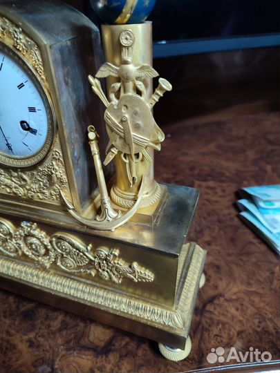 Каминные часы 19 век. Франция (бронза)