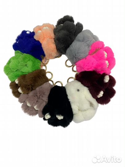 Брелок Кролик из меха кролика 15 см