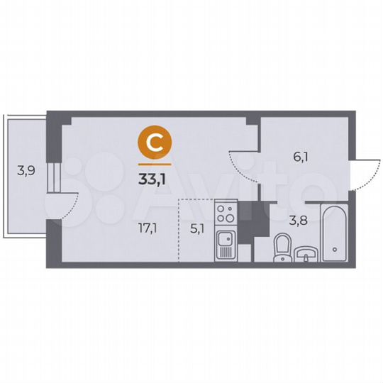 Квартира-студия, 33 м², 10/17 эт.