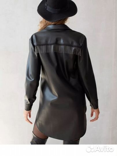 Платье рубашка кожаное