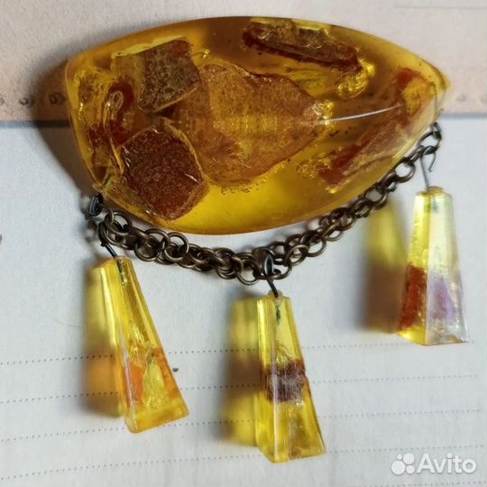 Брошь Янтарь в желе СССР Калининград