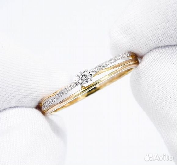 Женское золотое кольцо 585 пробы с бриллиантами
