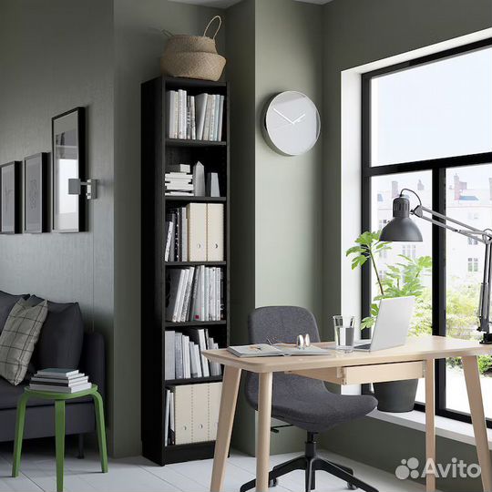 Стеллаж икеа Билли/Billy, 40x28x202 см, черный