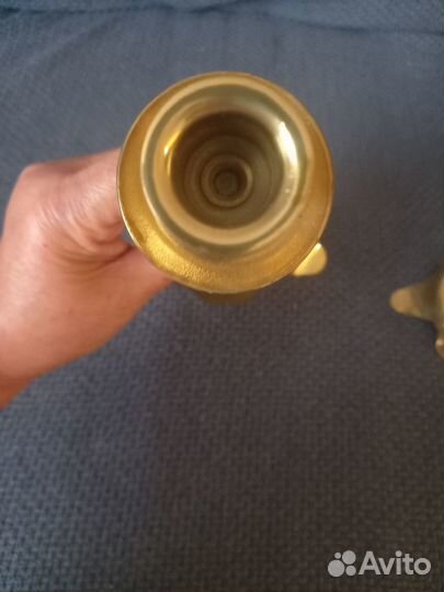 Подсвечник латунь-дерево СССР