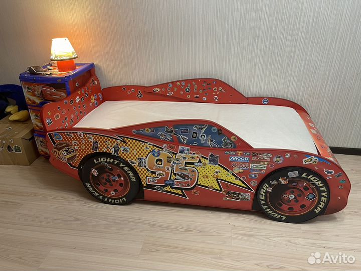 Кровать машина Тачки Молния Маккуин с матрасом