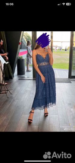 Платье женское кружевное синее