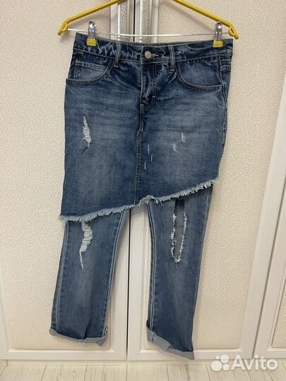 Джинсовая юбка-брюки 44 размер