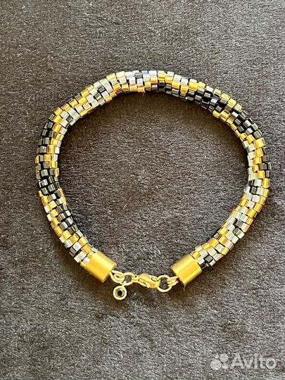 Браслет жгут из бисера змеиный принт