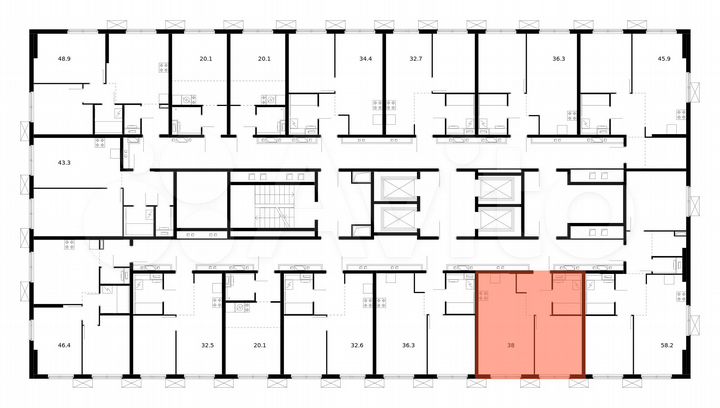 Квартира-студия, 38 м², 20/33 эт.