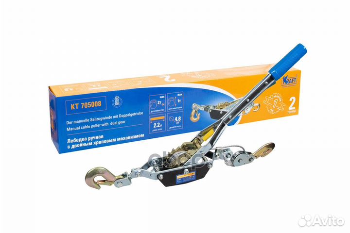 Лебедка ручная с двойным храповым механизмом KT