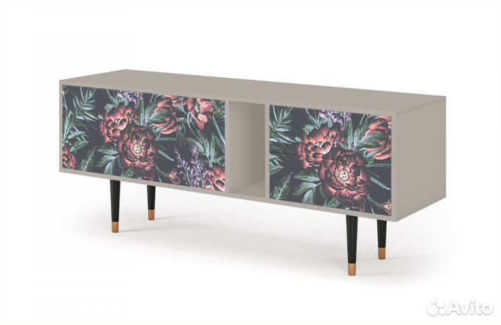 Тв-тумба T1 - Сатин - Dark Peonies