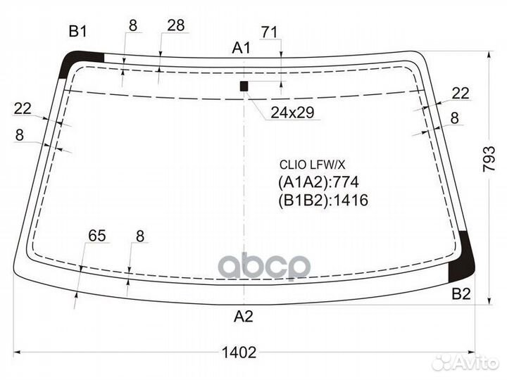 Стекло лобовое renault clio 3/5D 90-98 clio LFW