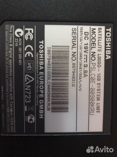 Ноутбук бу toshiba L300D