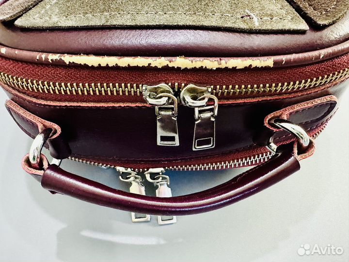 Рюкзак женский кожаный бордовый