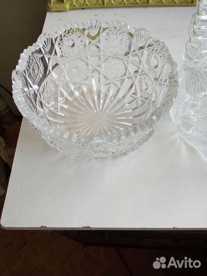 Ваза для цветов, ваза салатов и хрустальный СССР