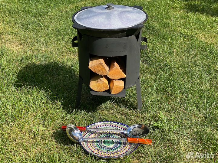 Печь + Казан 10 л + шумовка + половник + ляган 32